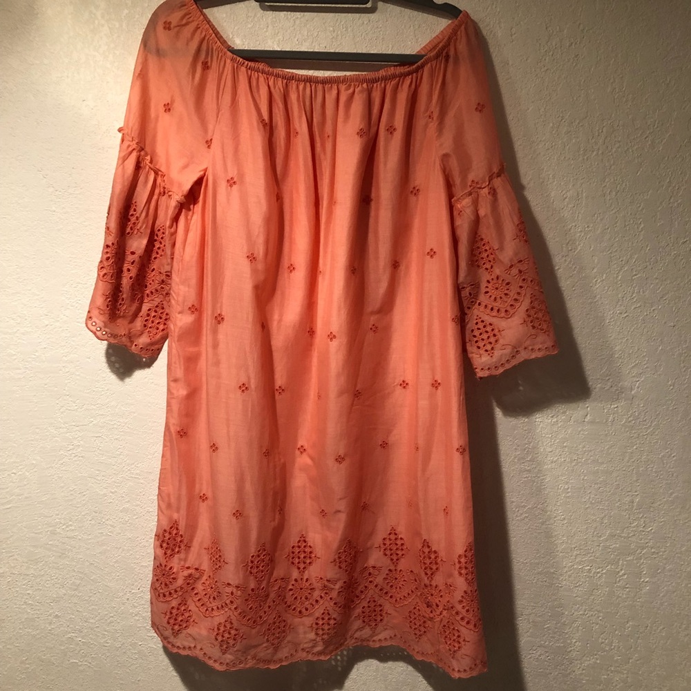 Cotton coral mini dress - Picture 2 of 8